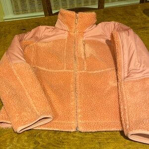 Lululemon Pink Savannah color textured fleece full-zip jacket. Excellent shape.